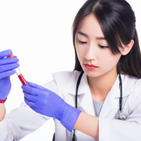 beautiful chinese female doctor taking blood sample